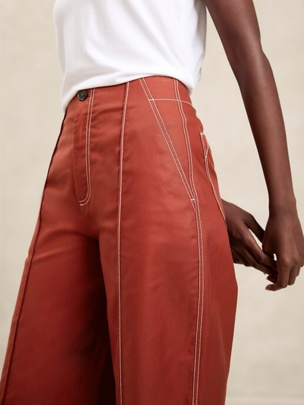 Banana Republic Factort Brick Red Wide Leg Pants Size 12 Tall